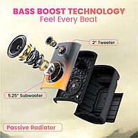 Portronics Dash 8 POR 2244 Bluetooth Speaker – 60W | Karaoke Mic | RGB Lights | Black