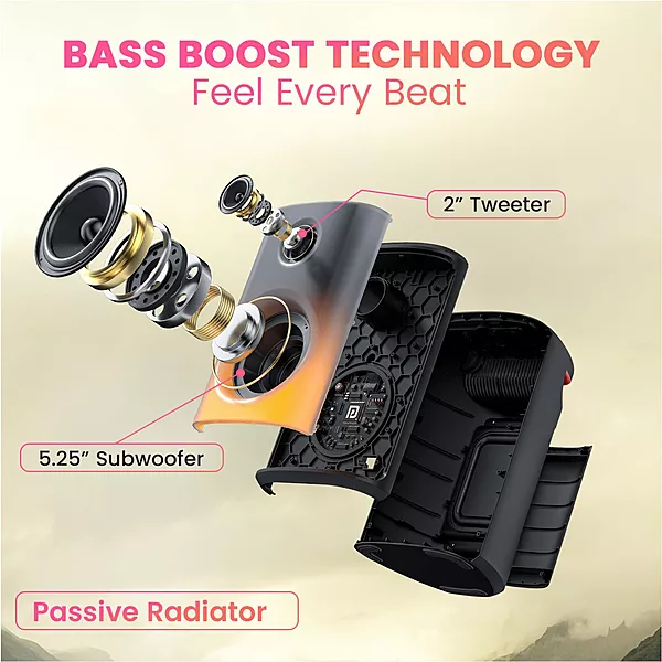 Portronics Dash 8 POR 2244 Bluetooth Speaker – 60W | Karaoke Mic | RGB Lights | Black