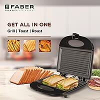 Faber 750W Sandwich Grill Toaster Grill, Toast & Heat 2 Slice Slots