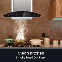 AGARO Elite Kitchen Chimney 60 cm 1200 m3/hr Auto-Clean curved glass Kitchen Hood
