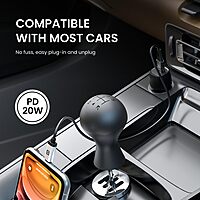 Portronics 20W Type-C PD Car Charger Fast Charging for iPhones & Android Devices Black