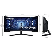 Samsung, 34-Inch, Ultra WQHD, 165Hz, 1ms, Curved Gaming Monitor, Odyssey G5