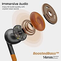 Ambrane Wired Type C in Ear Earphones with in-line Mic for Clear Calling, 1.2M Cable, 14mm Dynamic Drivers for BoostedBass, Multi-Functional Controller for Type C Enabled Mobiles Stringz 02