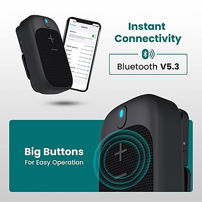 Portronics POR 2463 Talk 4 Bluetooth Speaker – BT 5.3 | Clip-On | Mic | IPX5 | Black