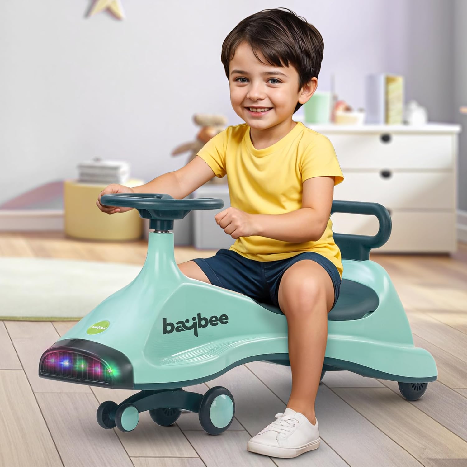 Baybee Primo Kids Magic Swing Cars for Kids-Green