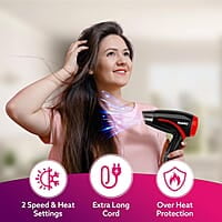 AGARO HD1177 Hair Dryer with 1000 Watts Copper Motor, 2 Speed & Temperature Settings