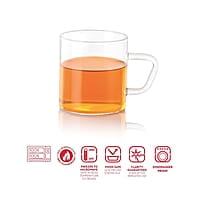 Borosil Vision 6 Pcs Tea n Coffee Borosillicate Glass 190 ml Classic Mug Set