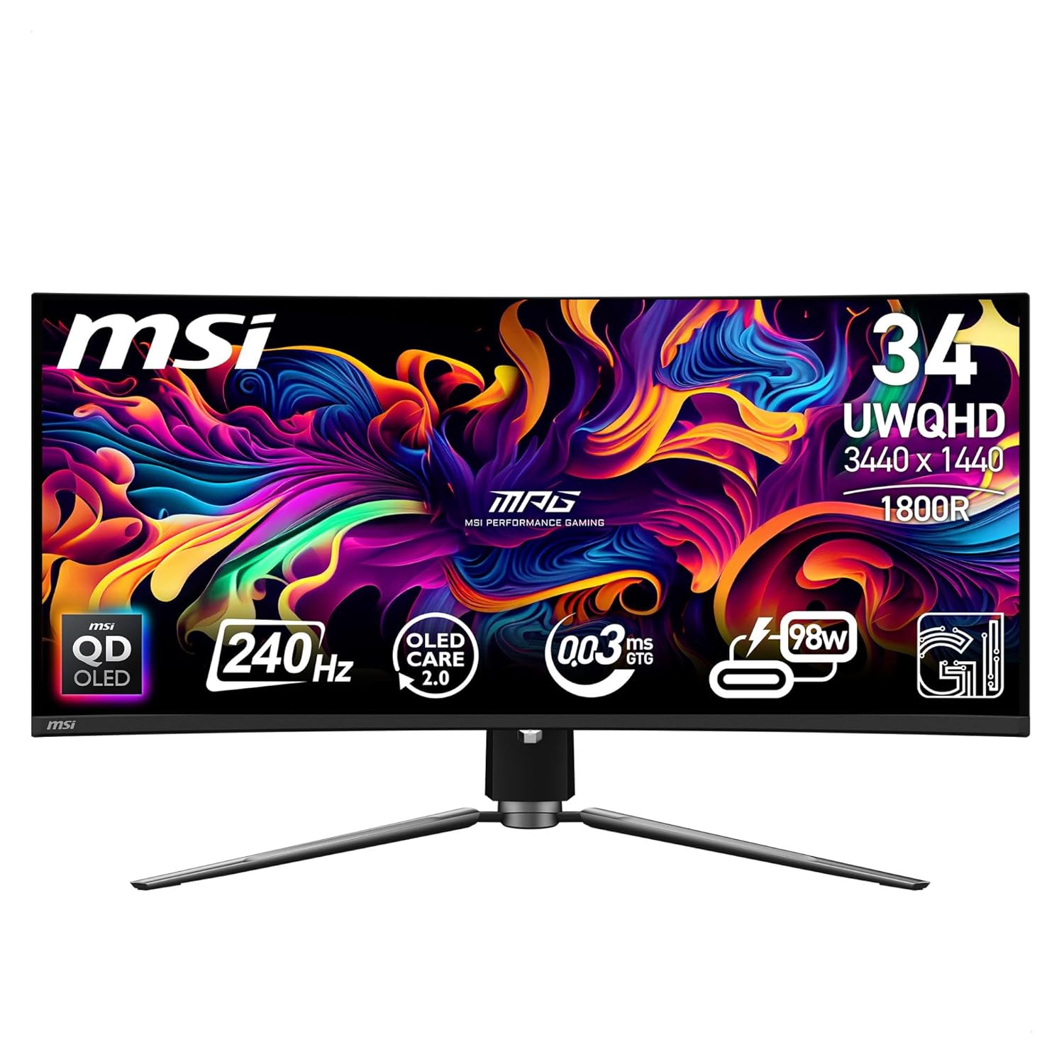 MSI,34 Inch, 240Hz Refresh Rate Monitor, MPG 341CQPX QD-OLED