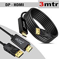 Uport 3M DisplayPort to HDMI Cable supports 4K@60Hz resolution, ensuring high-quality video output. Ideal for connecting devices like laptops to monitors or TVs for stunning visuals.