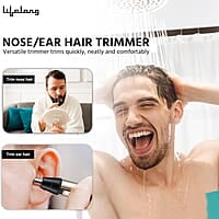 Lifelong Rechargeable Nose and Ear Trimmer; 40 minutes Runtime and Washable For Men, Woman Ear Hair Trimmer