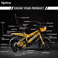 Lifelong Juniors Ride Cycle 14T with Training Wheel, Mudguard for Boys and Girls