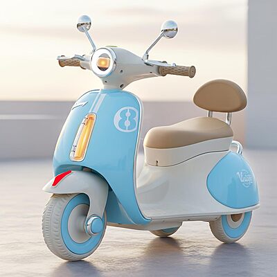 Baybee Vintage Battery Operated Bike for Kids, 1 to 5 Years Boys Girl (Blue)