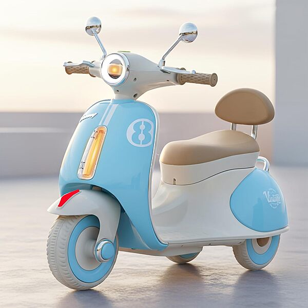 Baybee Vintage Battery Operated Bike for Kids, 1 to 5 Years Boys Girl (Blue)