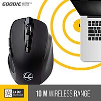 Lapcare Goodie LMW‑222: 2.4 GHz wireless mouse with 1600 DPI sensor, rubber-textured grip, 6 buttons, auto‑sleep mode & tested for 3M clicks.