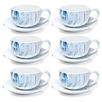 Treo by Milton Marble Cup and Saucer Set of 12, Marble Brown