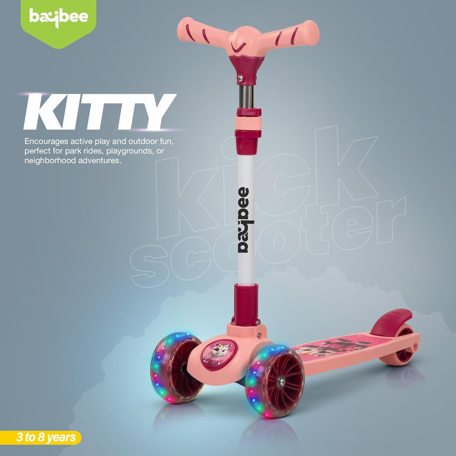 Baybee Kitty Kick Scooter for Kids, Foldable Kids Scooter- Pink Baybee Kitty Kick Scooter for Kids, Foldable Kids Scooter- Pink