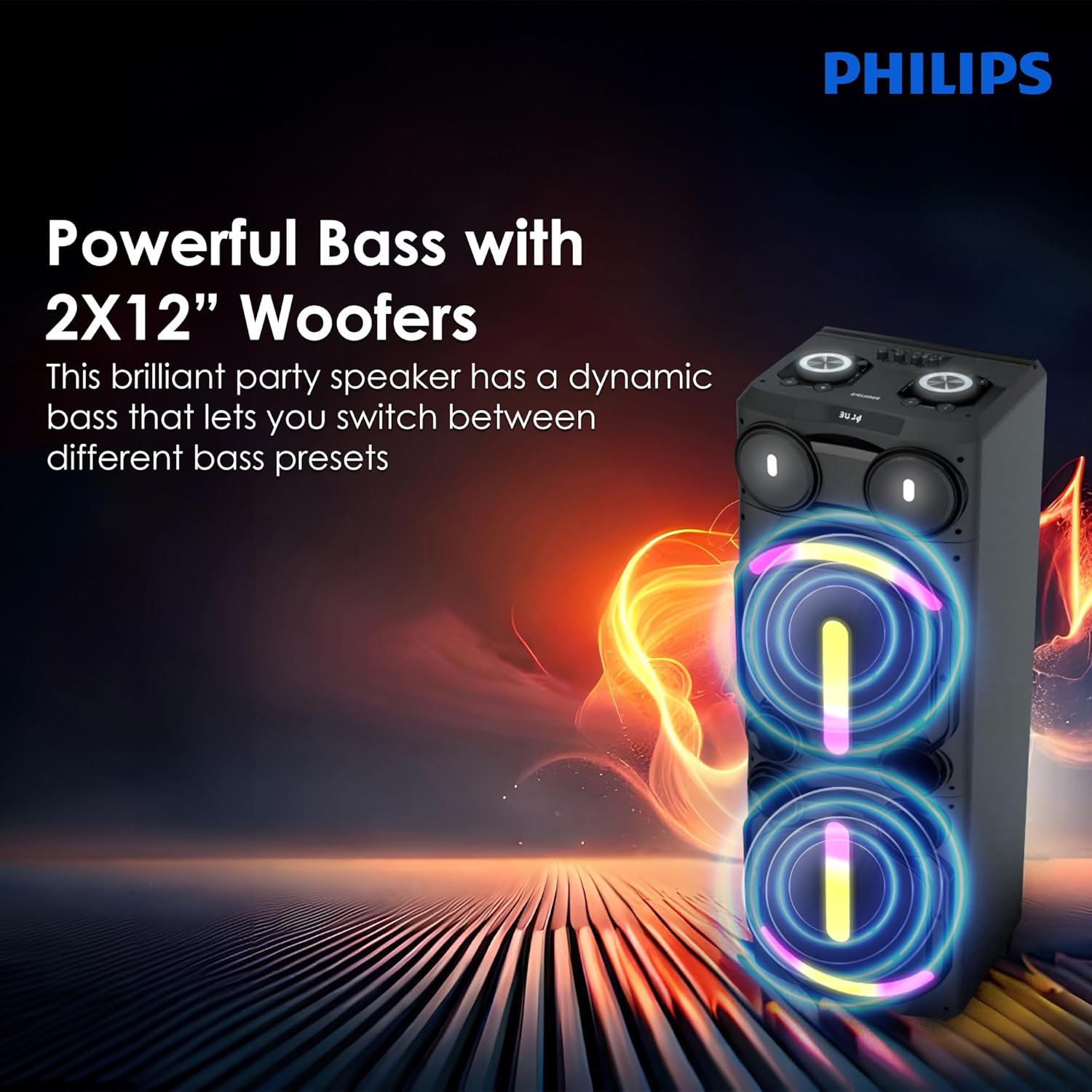 Philips TAX5708 Bluetooth Party Speaker – 400W Max Output, Dynamic Bass Boost, Karaoke, Guitar/Mic Support, Multipoint Connectivity, Party Lights, Handle with Wheels Philips TAX5708 Bluetooth Party Speaker – 400W Max Output, Dynamic Bass Boost, Karaoke, Guitar/Mic Support, Multipoint Connectivity, Party Lights, Handle with Wheels
