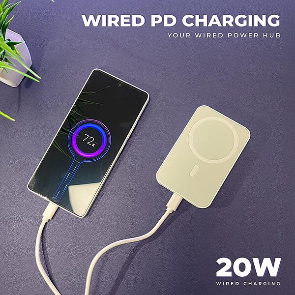 Lapcare Trust MagSafe LPB‑456 10000 mAh power bank: 22.5 W wired + 15 W magnetic wireless charging, LED display, USB‑C dual protection.