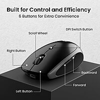 Portronics Toad III Wireless Mouse – Dual Mode BT & 2.4GHz | Rechargeable | Black | 1 Year Warranty