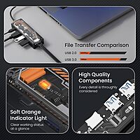 Portronics MPort View One – 5-in-1 USB-C Hub, 4K HDMI, USB 3.0, SD/TF Card Reader, Compact Design, Ideal for Laptops, Supports High-Speed Data Transfer, Plug and Play, Lightweight and Portable.