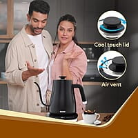 AGARO Grand Electric Goose Neck Kettle, 800 ml, Hot Water, Tea, Coffee, Stainless Steel Body, Narrow Neck, Adjustable Temperature Settings, LED display, Black | 1500 watts