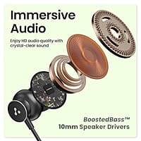 Ambrane Type C Wired in Ear Earphones with in-Line Mic for Clear Calling,1.2M Cable,10Mm Dynamic Drivers for Boostedbass,Control Buttons for iPhone 15,Samsung&Type C Devices Stringz 38C