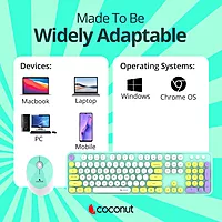 Coconut Vintage Retro Wireless Combo (Pink 104-Key Set, Charming Retro Design, Wireless Connectivity, Comfortable Typing, Stylish Productivity at Home, 1 Year Warranty)