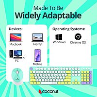 Coconut Vintage Retro Wireless Combo (Pink 104-Key Set, Charming Retro Design, Wireless Connectivity, Comfortable Typing, Stylish Productivity at Home, 1 Year Warranty)