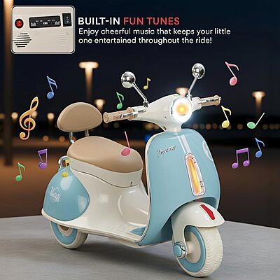 Baybee Vintage Battery Operated Bike for Kids, 1 to 5 Years Boys Girl (Blue)