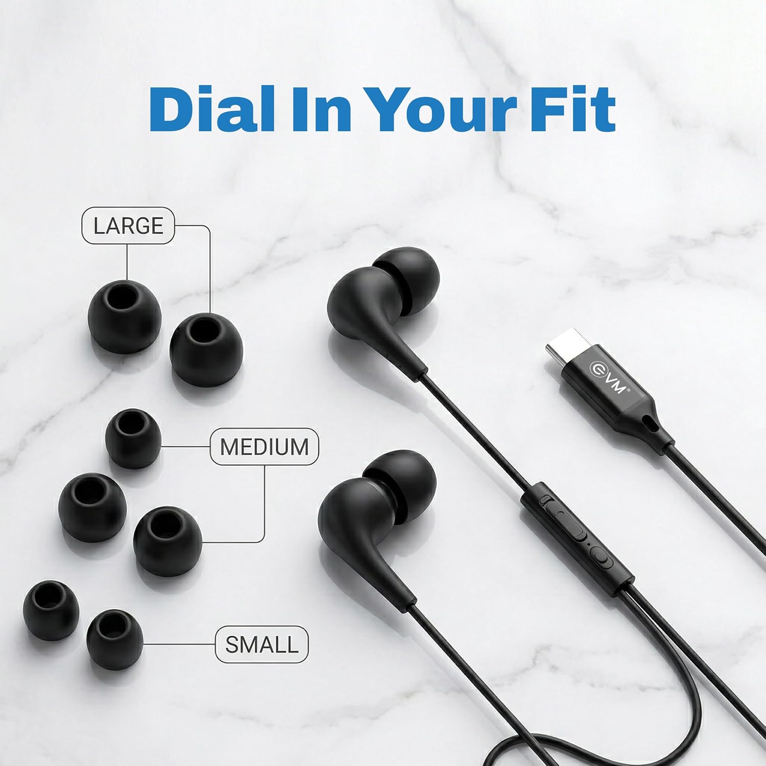 EVM HF-01 Type C Wired Earphone - Black