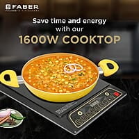 Faber Zion 1600W Induction Stove 5 Auto-Cook Functions, Auto Pan Detection, Preset Timer, Overheat Protection