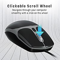 Portronics Toad 103 Wired Mouse – 1200 DPI | 4 Buttons | 1.25m USB Cable | Black | 1 Year Warranty