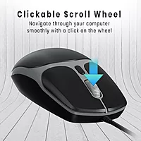 Portronics Toad 103 Wired Mouse – 1200 DPI | 4 Buttons | 1.25m USB Cable | Black | 1 Year Warranty