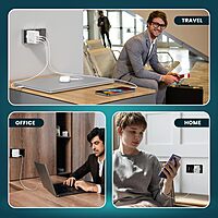 Portronics Adapto 100 100W GaN Triple Port Fast Charger | Dual Type-C PD + USB-A White