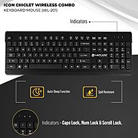 Lapcare WL‑201 Icon Chiclet wireless keyboard: slim chiclet keys, low-profile design, plug‑and‑play USB nano receiver & long battery life.