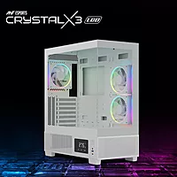Ant Esports Crystal X3 LCD ARGB White ATX Mid-Tower Case – Tempered Glass | USB-C