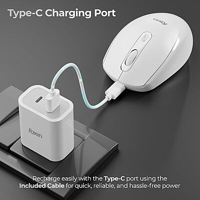 WIRELESS MOUSE FOXIN FLOW BT+2.4GHZ DPI (WHITE)