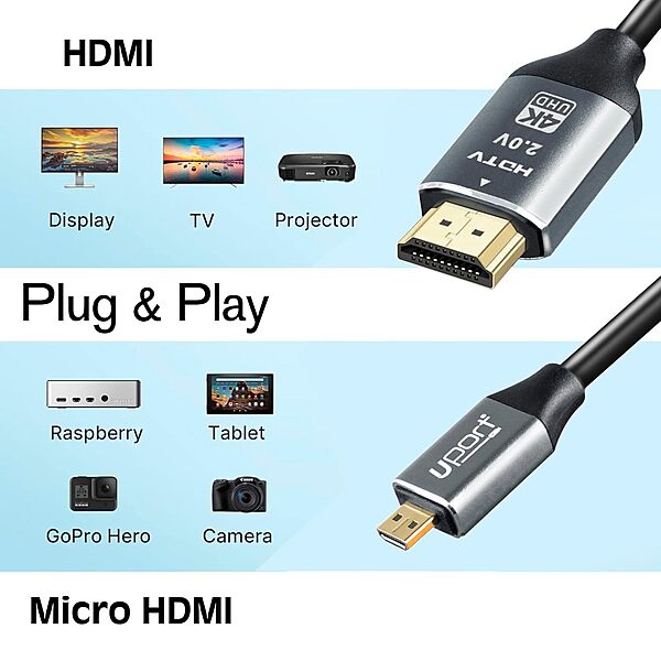 Uport 1.8M DP to DP Cable 4K features durable metal connectors for reliable performance. Perfect for connecting devices with DisplayPort, delivering stunning 4K resolution and high-quality audio.