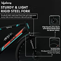 Lifelong Cycle for Adults - MTB Gear Cycle, Mountain Bike with V- Brakes - Lightweight, Bicycle for Men and Women Rider