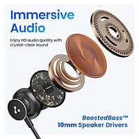 Ambrane Type C Wired Earphones with in-line Mic for Clear Calling, 1.2M Cable, 10mm Dynamic Drivers for BoostedBass, Control Buttons for iPhone 15, Samsung & Type C Devices Stringz 04