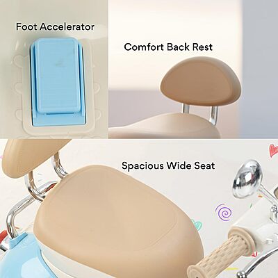 Baybee Vintage Battery Operated Bike for Kids, 1 to 5 Years Boys Girl (Blue)