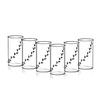 Borosil Vision Black Krip 350 ml Set of 6 pcs Transparent Drinking Glass |Borosilicate Glass Tumblers for Water, Cold Drinks, Juice| Flame Proof, Microwave & Dishwasher Safe | for Daily use & Gifting