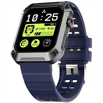 Ambrane 1.85" Uni Pair BT Calling Smartwatch, Rugged & Sporty Metal Body, 10 Days Battery, 500 NITS, 100+ Sports Mode with IP68, Sp02 Tracking, 100+ Watch Faces Stud