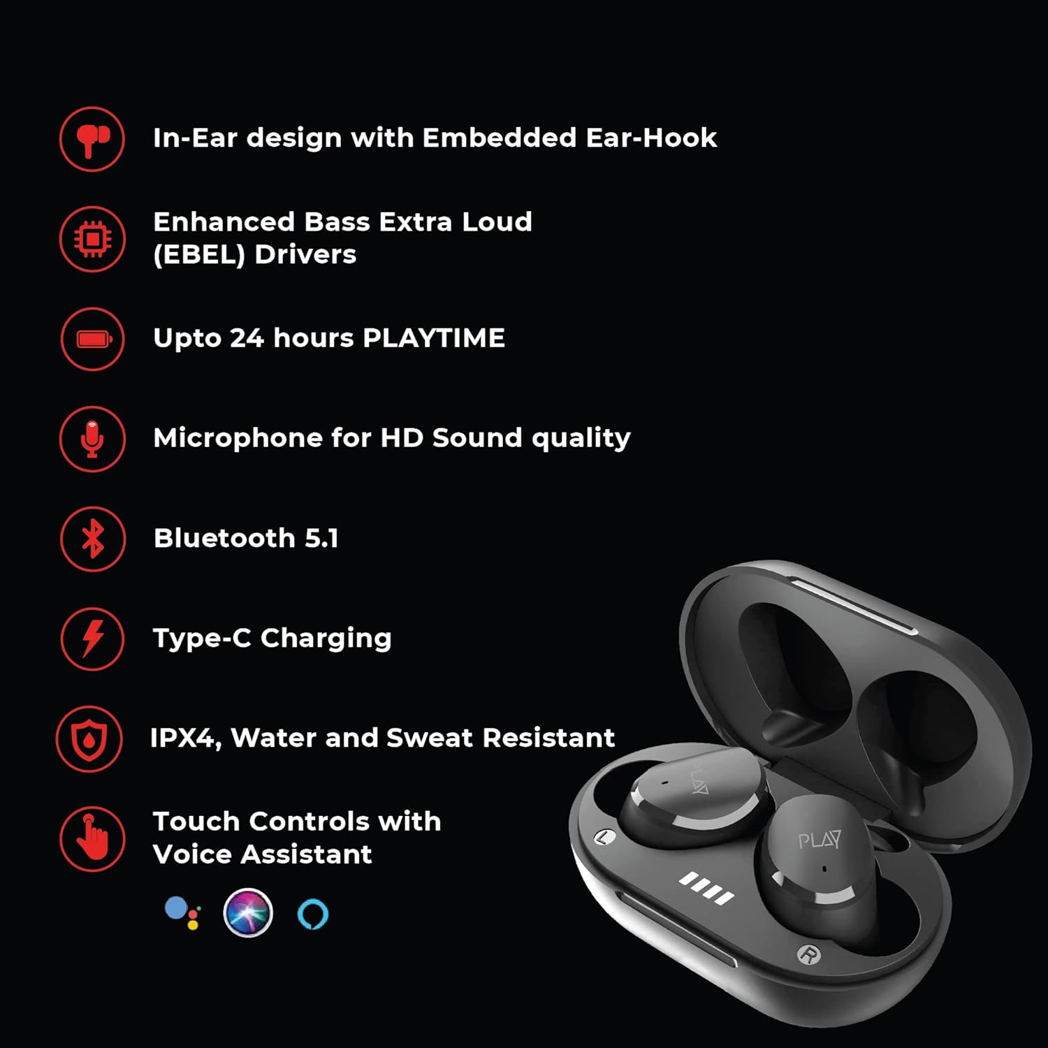 PLAY Playgo Budslite Wireless Buds Galaxy Black