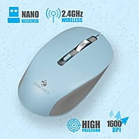 ZEBRONICS Zeb-Jaguar Wireless Mouse, 2.4GHz with USB Nano Receiver, High Precision Optical Tracking, 4 Buttons, Plug & Play, Ambidextrous, for PC/Mac/Laptop