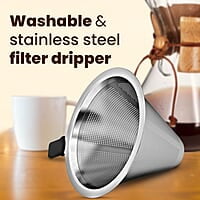 AGARO Elite Pour Over Coffee Maker, Drip Coffee Maker, Borosilicate Glass Body, Stainless Steel Filter Dripper, Wooden Sleeve For Extra Protection, 800ml