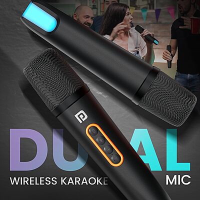 Portronics Dash 10 POR 2342 Bluetooth Speaker – 50W | Dual Karaoke Mics | RGB | Black
