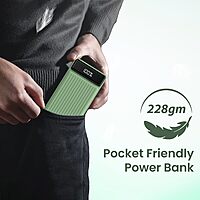 Portronics Luxcell B 10K Power Bank – 10000mAh | 22.5W Fast Charging  | Green