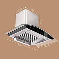 AGARO Grand Kitchen Chimney 90 cm 1200 m3/hr Auto-Clean Curved Glass Kitchen Hood