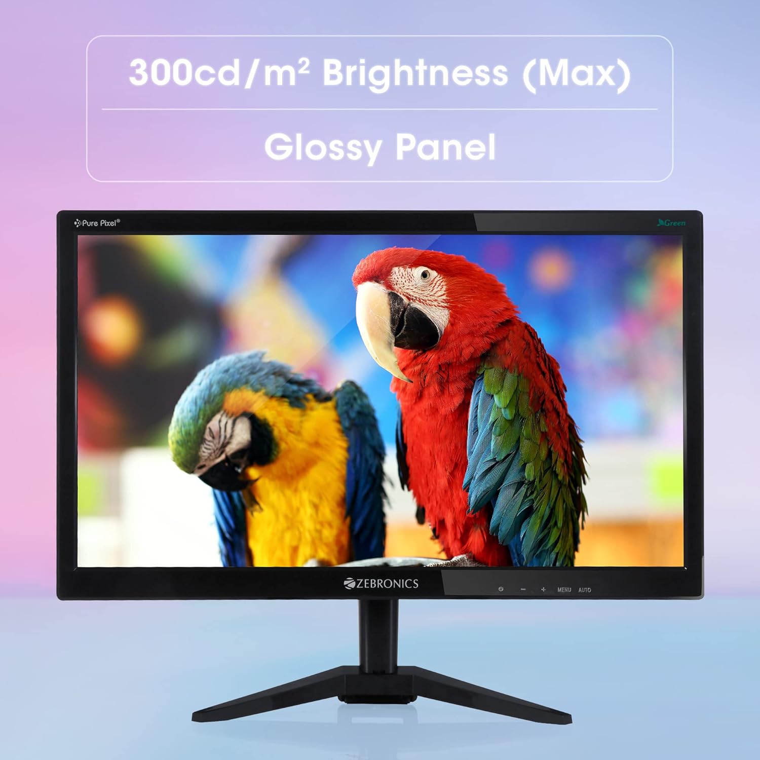Zebronics ZEB-A20HD 19.5 Inch LED Monitor – HD+ 1600×900 | 60Hz Refresh Rate | 300 Nits Brightness | HDMI & VGA Dual Input | Slim Glossy Design | Wall Mountable | Black